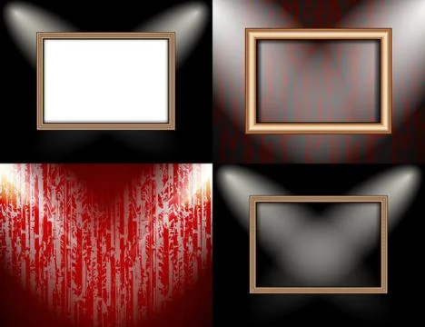 Set of Background with frames and spotlights. Illustrazione stock