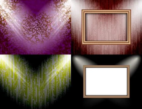 Set of Background with frames and spotlights. Stock Illustration