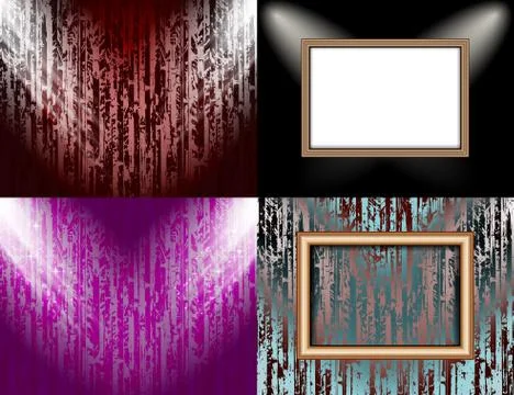 Set of Background with frames and spotlights. Illustrazione stock