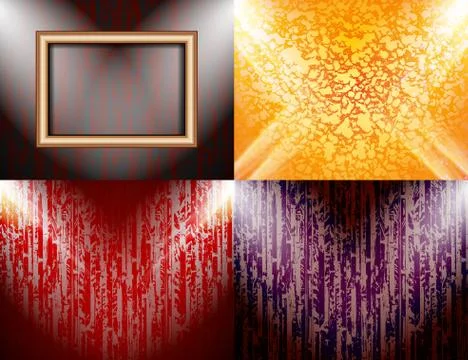 Set of Background with frames and spotlights. Illustrazione stock