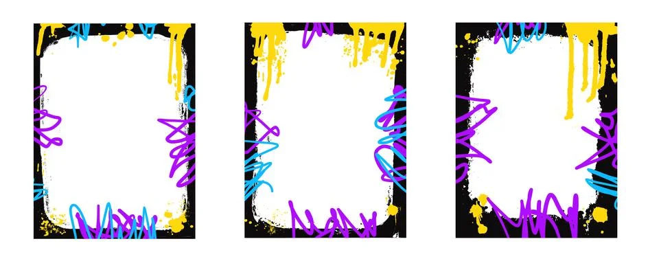 Set of background frames in urban grunge style. Graffiti templates with air.. Illustrazione stock