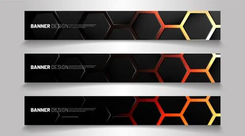 Set the background of the hexagon banner. Gradient color light pattern with d Illustrazione stock