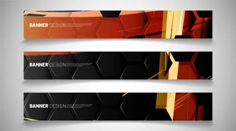 Set the background of the hexagon banner. Gradient color light pattern with d Stock Illustration