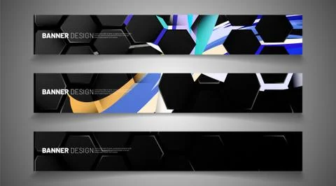 Set the background of the hexagon banner. Gradient color light pattern with d Stock Illustration