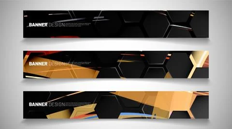 Set the background of the hexagon banner. Gradient color light pattern with d Stock Illustration