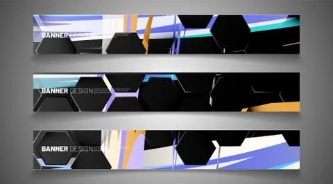 Set the background of the hexagon banner. Gradient color light pattern with d 스톡 일러스트