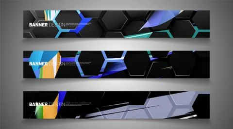Set the background of the hexagon banner. Gradient color light pattern with d 스톡 일러스트