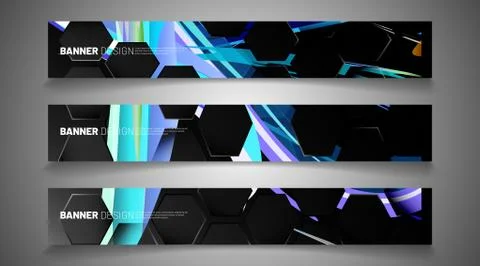 Set the background of the hexagon banner. Gradient color light pattern with d Stock Illustration