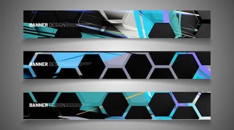 Set the background of the hexagon banner. Gradient color light pattern with d Stock Illustration