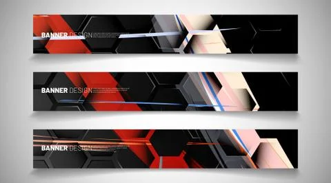 Set the background of the hexagon banner. Gradient color light pattern with d Stock Illustration