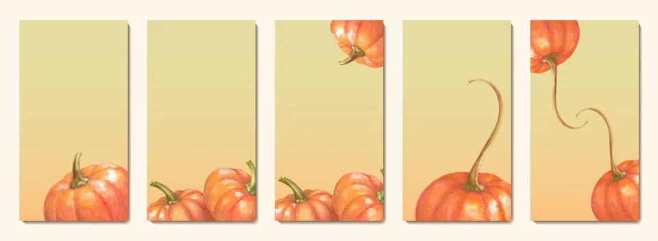 Set of background with pumpkins Stock Illustration