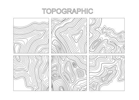 Set with Background of the topographic map. Abstract black and white topograp Stock Illustration