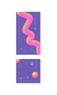 Set of  backgrounds with  3d elements for social media networks. Story and po Stock Illustration