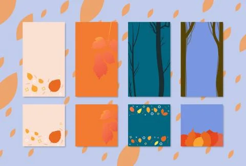 Set of  backgrounds with autumn elements for social media networks. Templates Stock Illustration