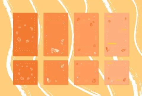 Set of  backgrounds with  autumn leaves elements for social media networks. B Ilustración de archivo