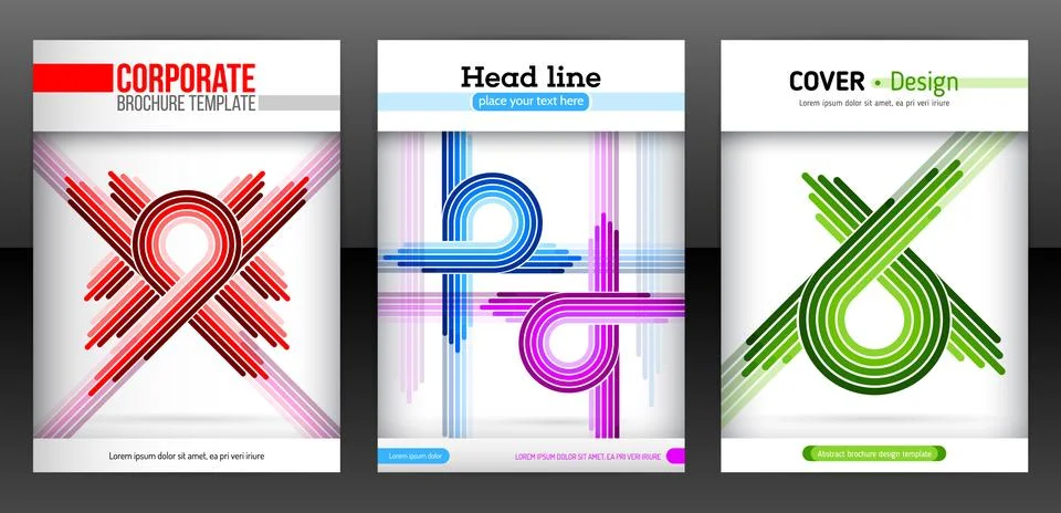 Set of backgrounds with flat dynamic pattern Stock Illustration