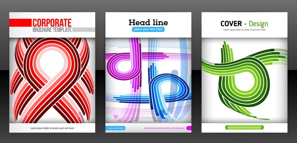 Set of backgrounds with flat dynamic pattern Stock Illustration