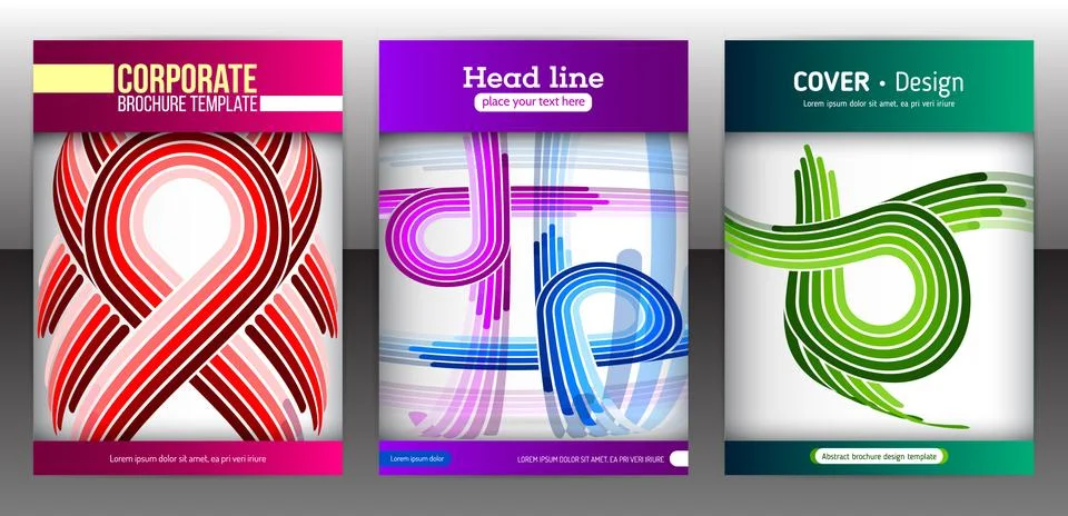 Set of backgrounds with flat dynamic pattern Stock Illustration