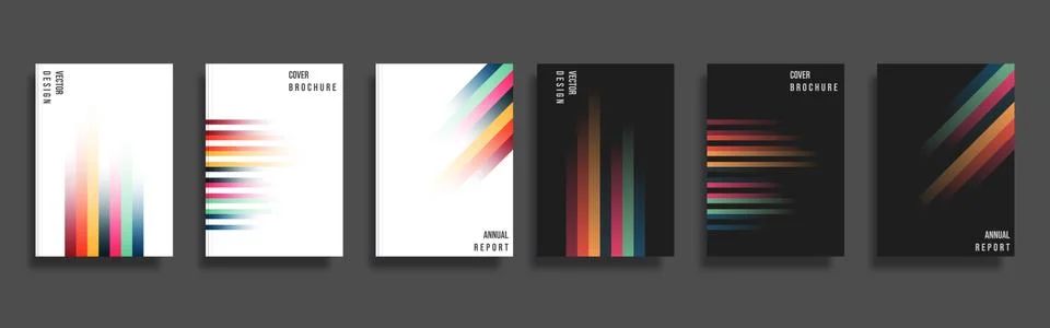 Set of backgrounds with gradient color lines Stock Illustration