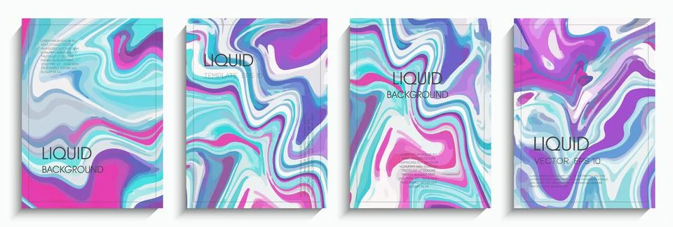 Set of backgrounds in liquid style. Liquid design with abstract elements. App 스톡 일러스트