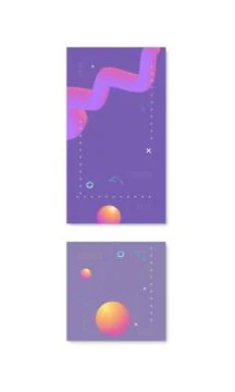 Set of  backgrounds with  random abstract elements for social media networks. イラスト素材