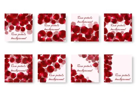 Set of backgrounds with rose petals Stock Illustration