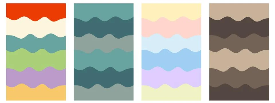 Set of backgrounds. Striped wavy pattern. Vector illustration Stock Illustration