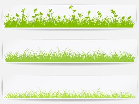 Set of backgrounds with vector green grass Stock Illustration