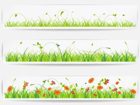 Set of backgrounds with vector green grass Illustrazione stock