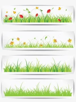 Set of backgrounds with vector green grass Stock Illustration