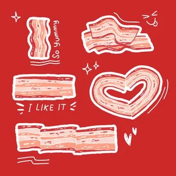 Set of bacon hand drawn Stock Illustration