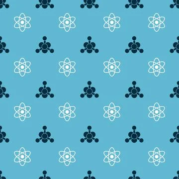 Set Bacteria and Atom on seamless pattern. Vector Illustrazione stock