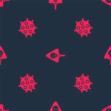 Set Bacteria and Bones and skull on seamless pattern. Vector Stock Illustration