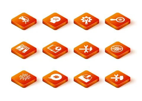Set Bacteria, Hashtag speech bubble, Office folders, Interesting facts, Upload Stock Illustration