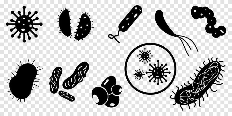 Set of bacteria sign Stock Illustration