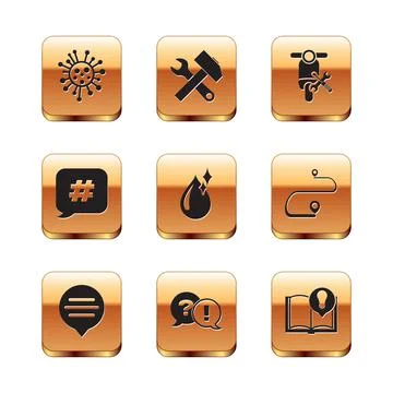Set Bacteria, Speech bubble chat, Question and Exclamation, Clean water drop Stock Illustration