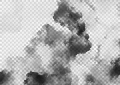 Set of bad smoke pollution on transparency background Stock Illustration