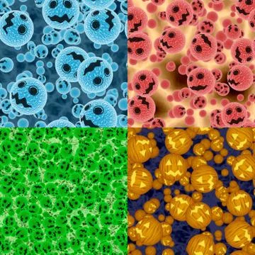 Set of bad virus seamless generated textures Stock Illustration