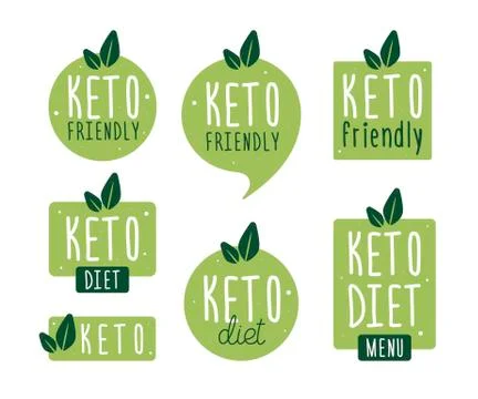 Set badge keto diet. Vector flat illustration. Ketogenic diet logo sign. Keto 库存插图