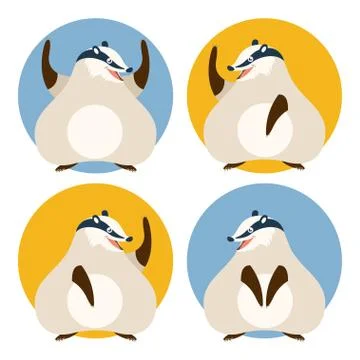 Set of badgers Stock Illustration