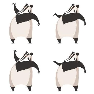Set of badgers Stock Illustration