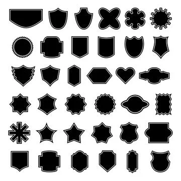 Set of Badges and Shield Shapes Vector Illustration Illustrazione stock