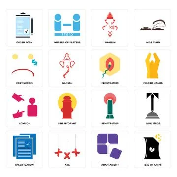 Set of bag chips, adaptability, specification, penetration, advisor, cost uct Illustrazione stock gratuita