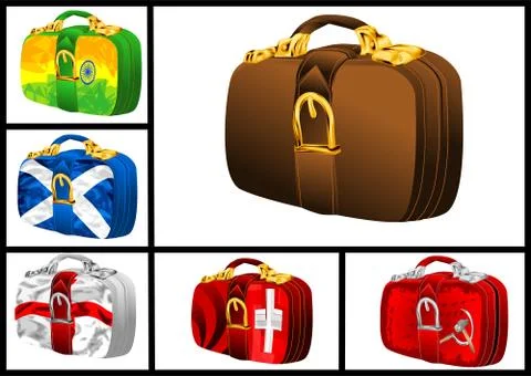 Set of bags with flags Stock Illustration