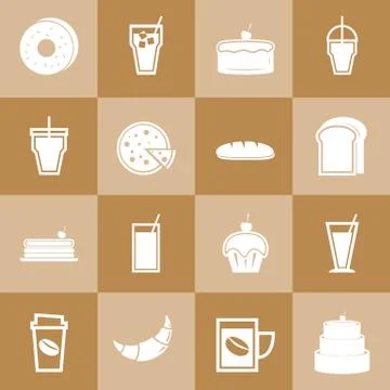 Set of bakery and drinks elements for coffee shop Stock Illustration
