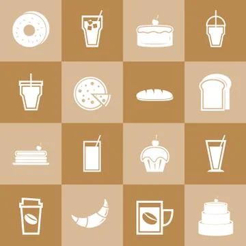 Set of bakery and drinks elements for coffee shop Stockillustratie