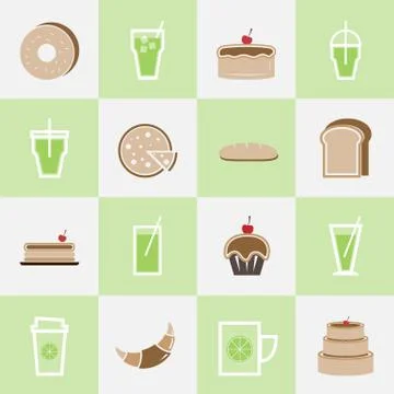 Set of bakery and lemonade elements for coffee shop Illustrazione stock