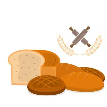 Set of bakery bread vector illustration Stock Illustration