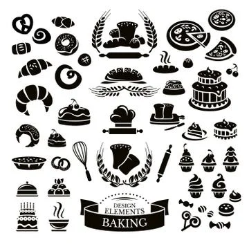 Set of bakery design elements and icons Illustrazione stock