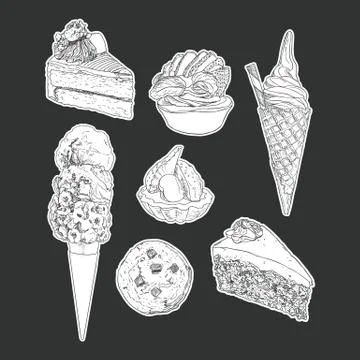 Set of bakery isolated sticker , hand draw vector. Stock Illustration